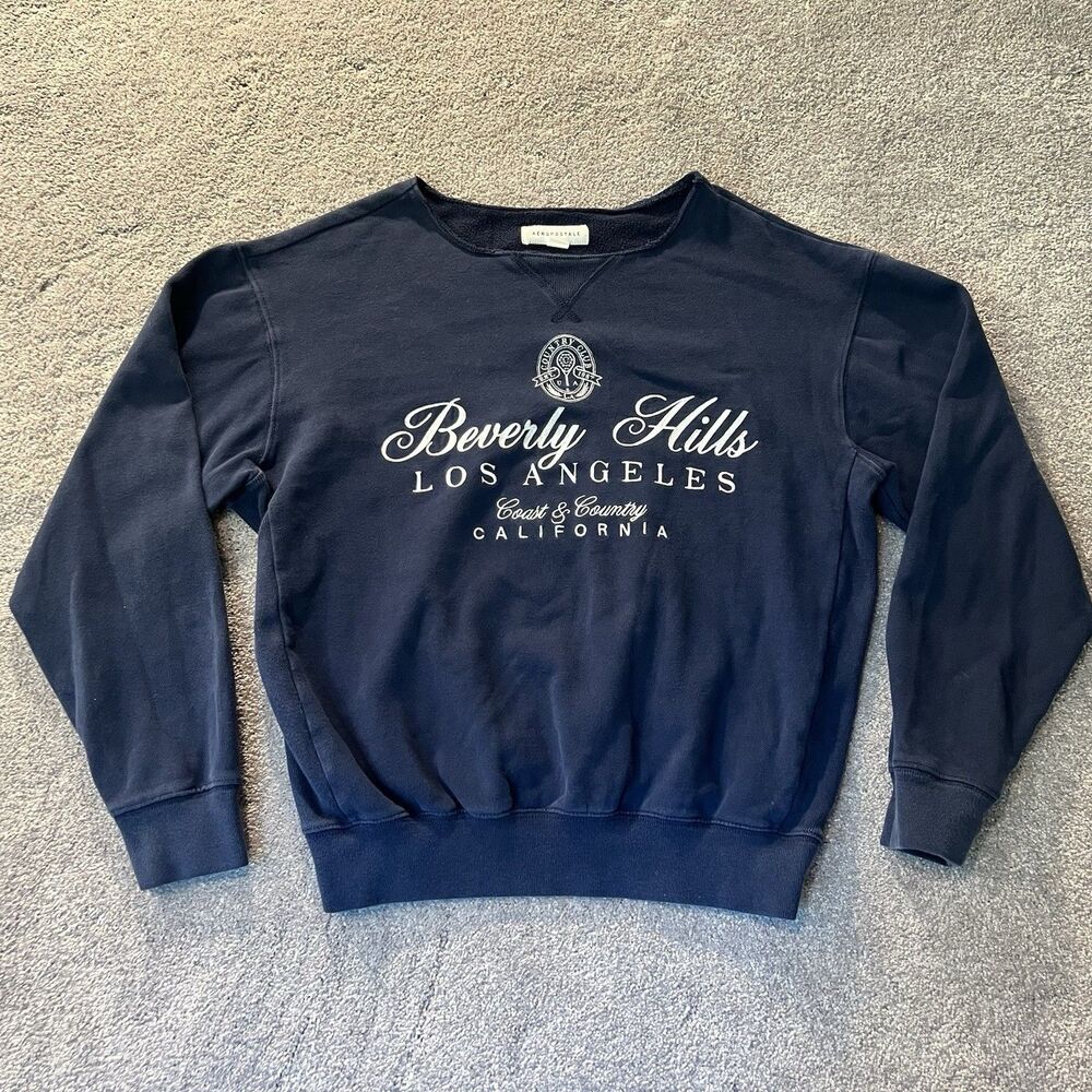 Aeropostale Womens XS Sweatshirt Navy Blue Beverly Hills California Graphics